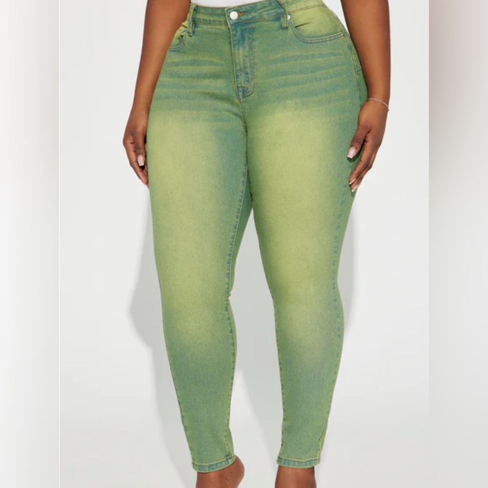🆕fashion nova Green Women's Jeans tinted